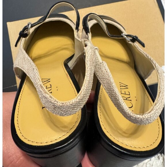 J. Crew Factory Canvas Mary Jane Slingback Heels Neutral Black US Size 8.5 - Picture 3 of 10